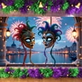 thumbnail image 3 of Colorful Design Mardi Gras Banner Masquerade Theme Carnival Display Feather Decoration Firework Pattern Festival Background for Carnival Party Mardi Gras Celebration Masquerade Ball, 3 of 9