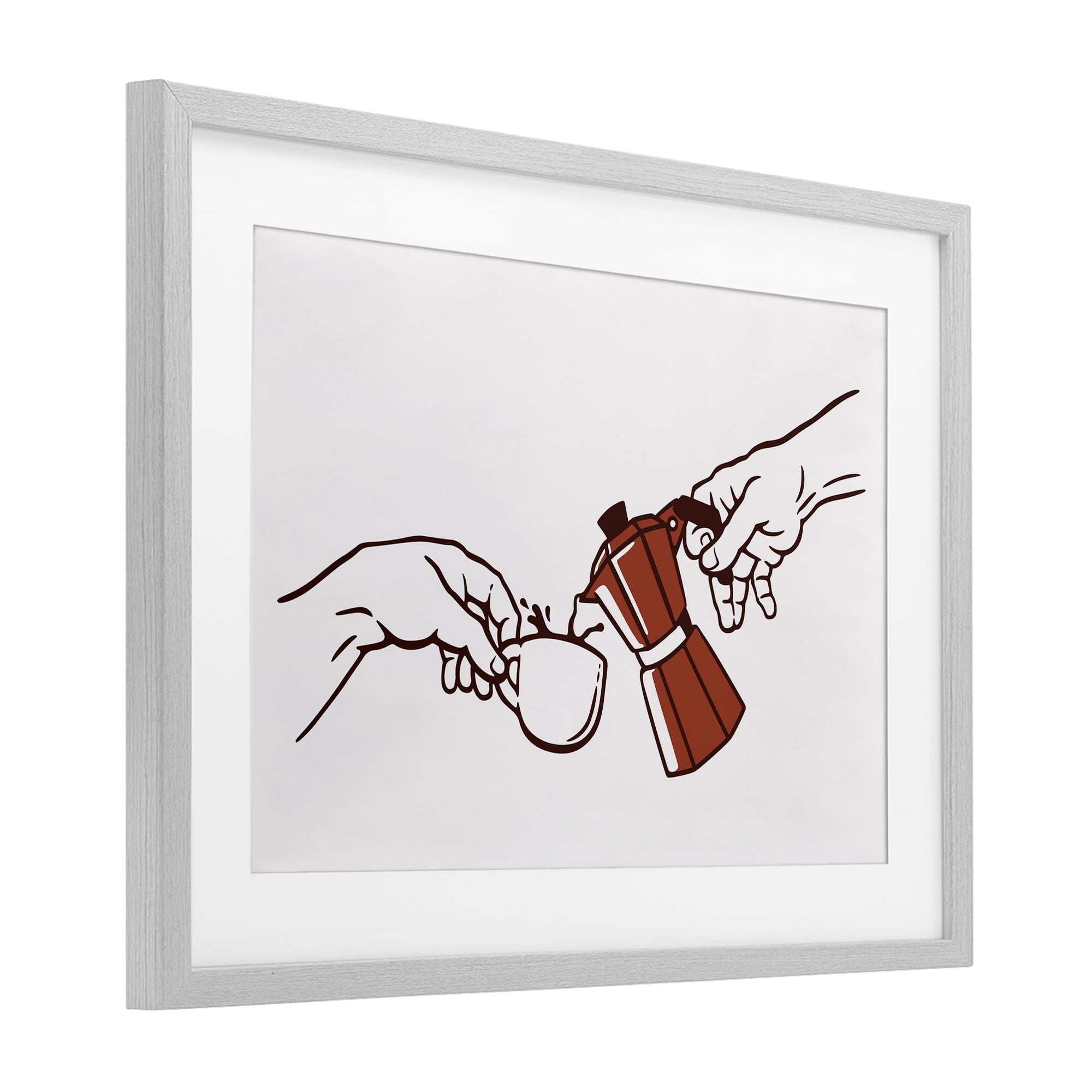 Stupell Industries Creation Of Coffee Classic Parody Gray Framed Print Under Glass, design by Tobe Fonseca