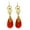 Red, variant on Graceful Green Turquoise Teardrop w/ Swirling Brass Dangle Earrings