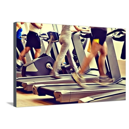 Gym Shot - Running Machines Stretched Canvas Print Wall Art By