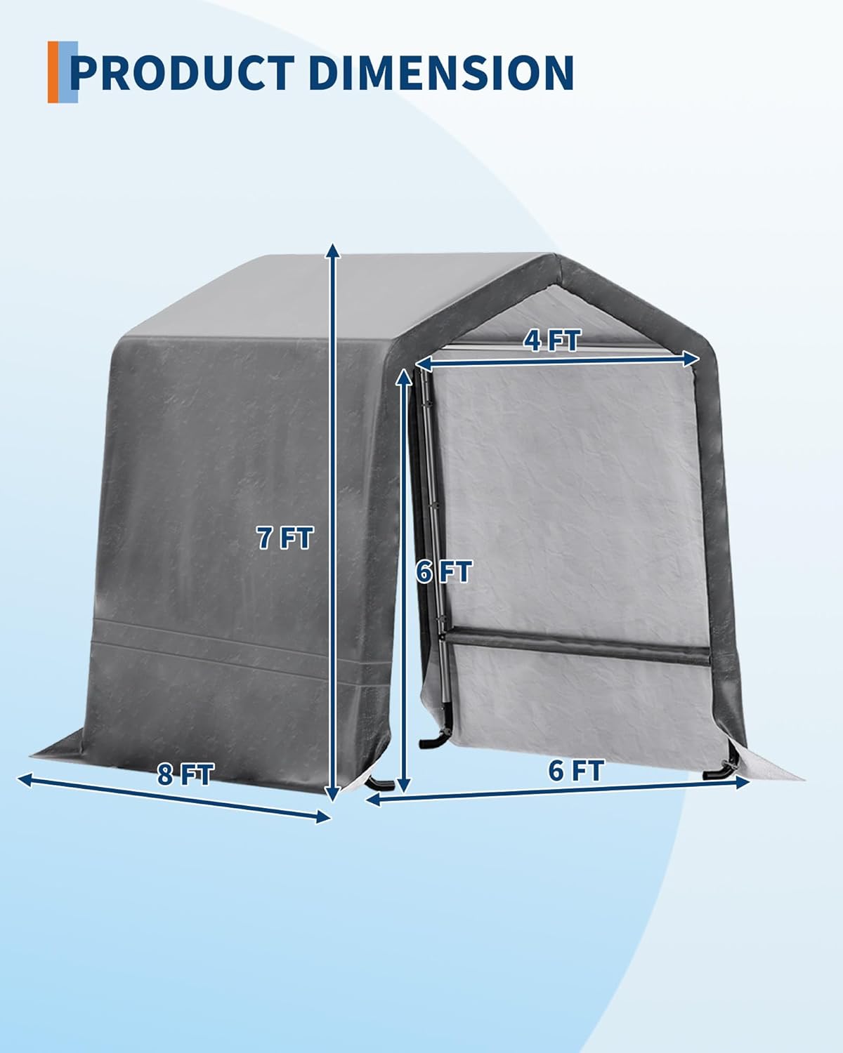 Ladcaser 6'x8' Outdoor Carport Storage Shed with Roll-Up Door & Vent, Heavy-Duty Shelter for Motorcycle, Firewood, Garden & Tools