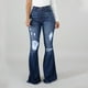 thumbnail image 4 of Pantalones de pierna ancha que combinan con todo para mujer, lavados, rasgados, elásticos, ajustados, acampanados a la cadera Fridja hfkajh103390, 4 of 8
