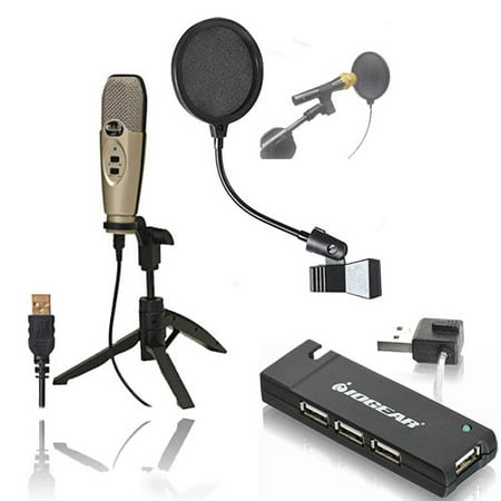 CAD U37 USB Studio Condenser Recording Microphone with Pop Filter + 4-Port USB 2.0 Hub