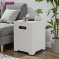 thumbnail image 2 of Hassch 16.1" Square Propane Tank Storage Side Table, Iron Gas Bottle Conceal Patio Table with Open Bottom and Adjustable Feet, Weather-Resistant Outdoor Accent Table, Imitation Marble Color, 2 of 9