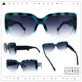 thumbnail image 2 of Womens Classy 90s Styling Chic Rectangle Designer Fashion Plastic Sunglasses Blue Tortoise - Smoke, 2 of 8
