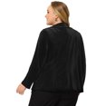 thumbnail image 4 of Blazers de terciopelo de talgrande pamujer con cuello en V, solacon muescas, informal, peplum Negro 1X, 4 of 6