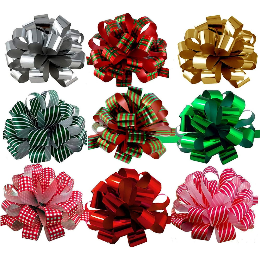Assorted Large Christmas Pull Bows for Gifts, Wreaths, Garlands 8