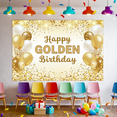 thumbnail image 7 of Sparkling Golden Happy Golden Birthday Banner Background Party Supplies for Birthday Party Decorations Photography Props Balloon Decors, 7 of 7