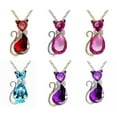 thumbnail image 2 of harmtty Wedding Bridal Women Cat Rhinestone Charm Pendant Necklace Party,Silver + Purple, 2 of 8