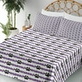 thumbnail image 3 of Ambesonne Emoji Fitted & Top Sheet Set with Shams, Meow Writings Paw Pattern, White Violet Black, 3 of 5