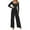 Black, variant on sususu Women's Jumpsuit Long Sleeve Square Neck Belted Wide Leg Romper Outfit Elegant Casual Loose Overalls,Navy,S