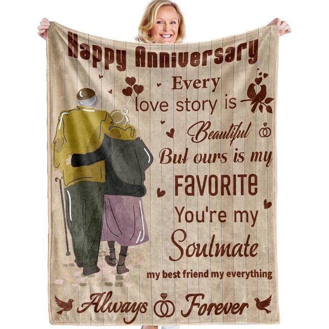 LHSHID 10th Anniversary Tin Gifts Blanket 10th Wedding Gift for Wife Husband 10 Year Anniversary Wedding Gifts for Him Her Couples 10 Year Anniversary Decorations Blanket 60x80in
