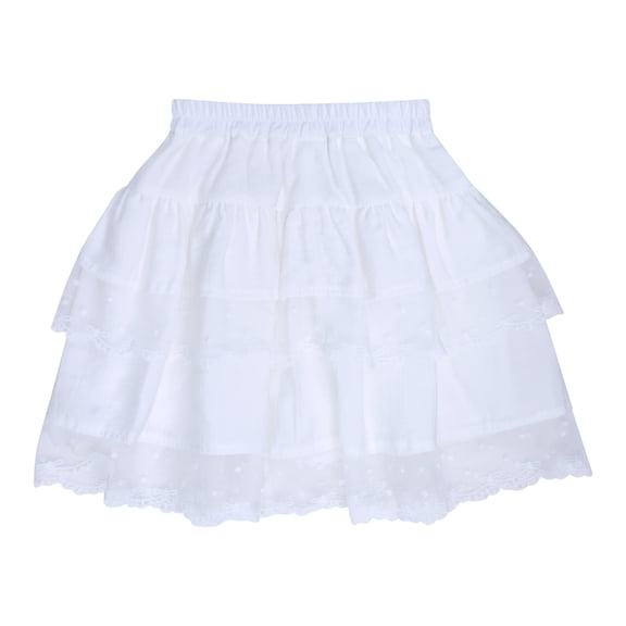 NIPAXO Girls Skirt with Ruffled, Multilayer Cute Skirt, White, 4-5Y