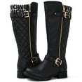 thumbnail image 1 of GLOBALWIN Women's Black/Print Quilted Knee-High Fall Winter Fashion Riding Boots 10M, 1 of 8