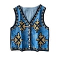 thumbnail image 3 of Denim Vest for Women Deep V Neck Tie Top Sleeveless Waistcoat Jean Vests, 3 of 3