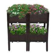 Zimtown Set of 4 Raised Garden Bed, Planting Box with Brackets