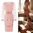 thumbnail image 2 of Aellinatey Florals Mesh Long Sleeve Maternity Midi Dress,Summer Maternity Bodycon Dress, 2 of 17