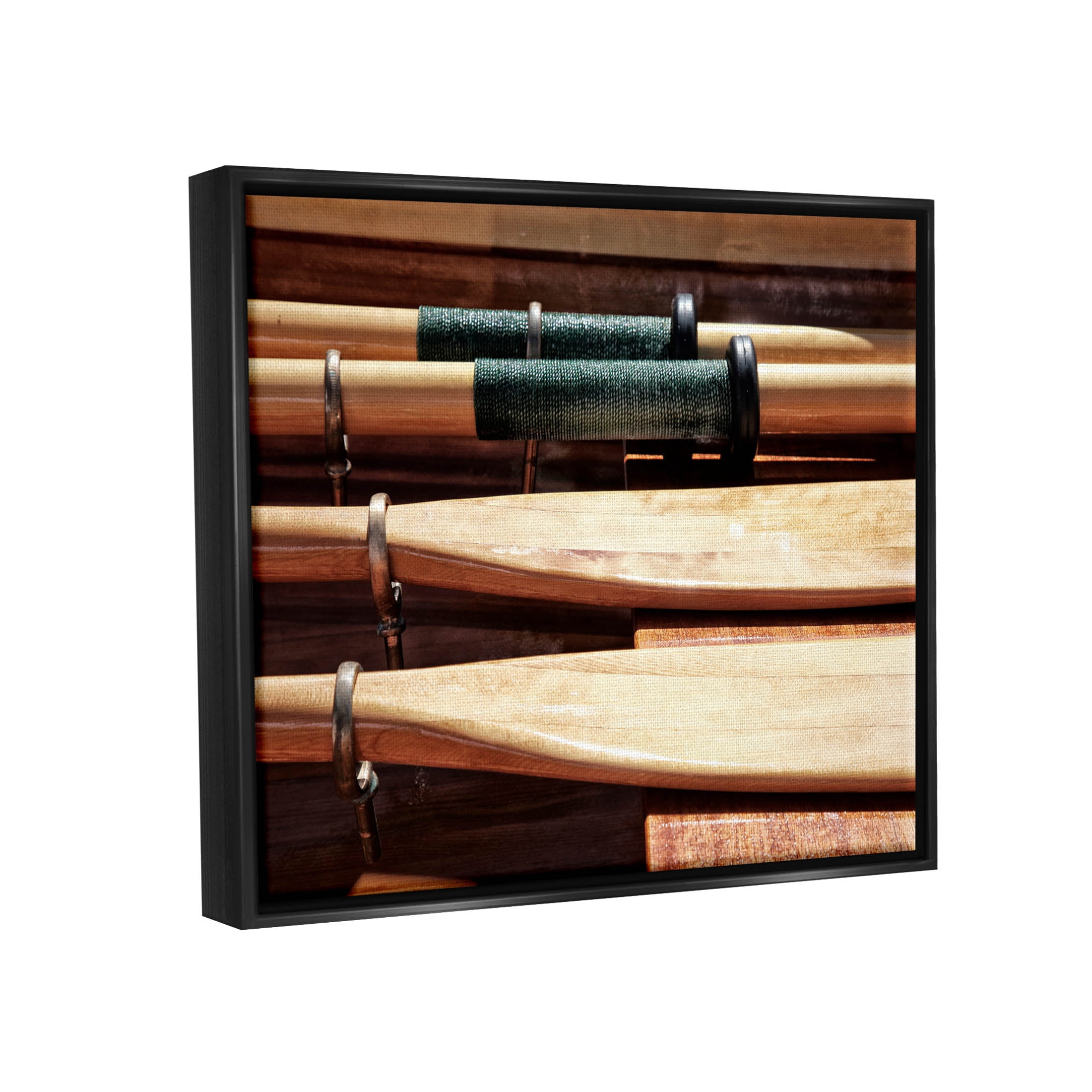Stupell Industries Rowing Oars Photograph Photograph Jet Black Floating Framed Canvas Print Wall Art, Design by Savanah Plank