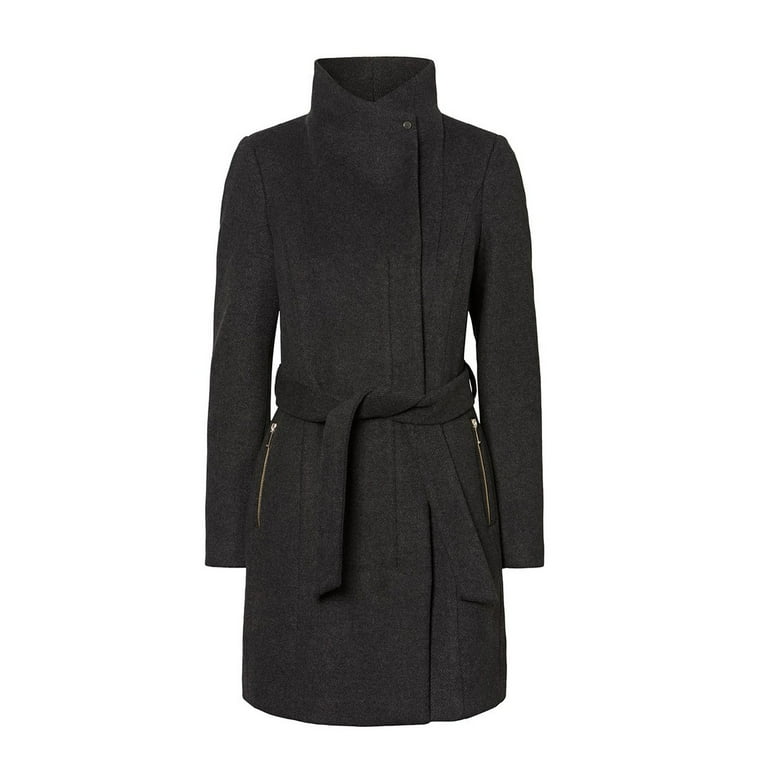 Vero Moda Women's Belted Blend Coat Grey Size - Walmart.com
