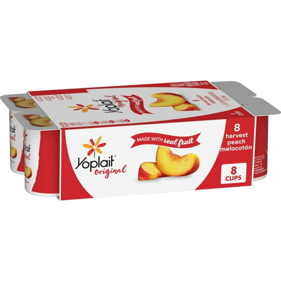 Yoplait Original Low Fat Yogurt, Harvest Peach, 8 Yogurt Cups, 48 oz