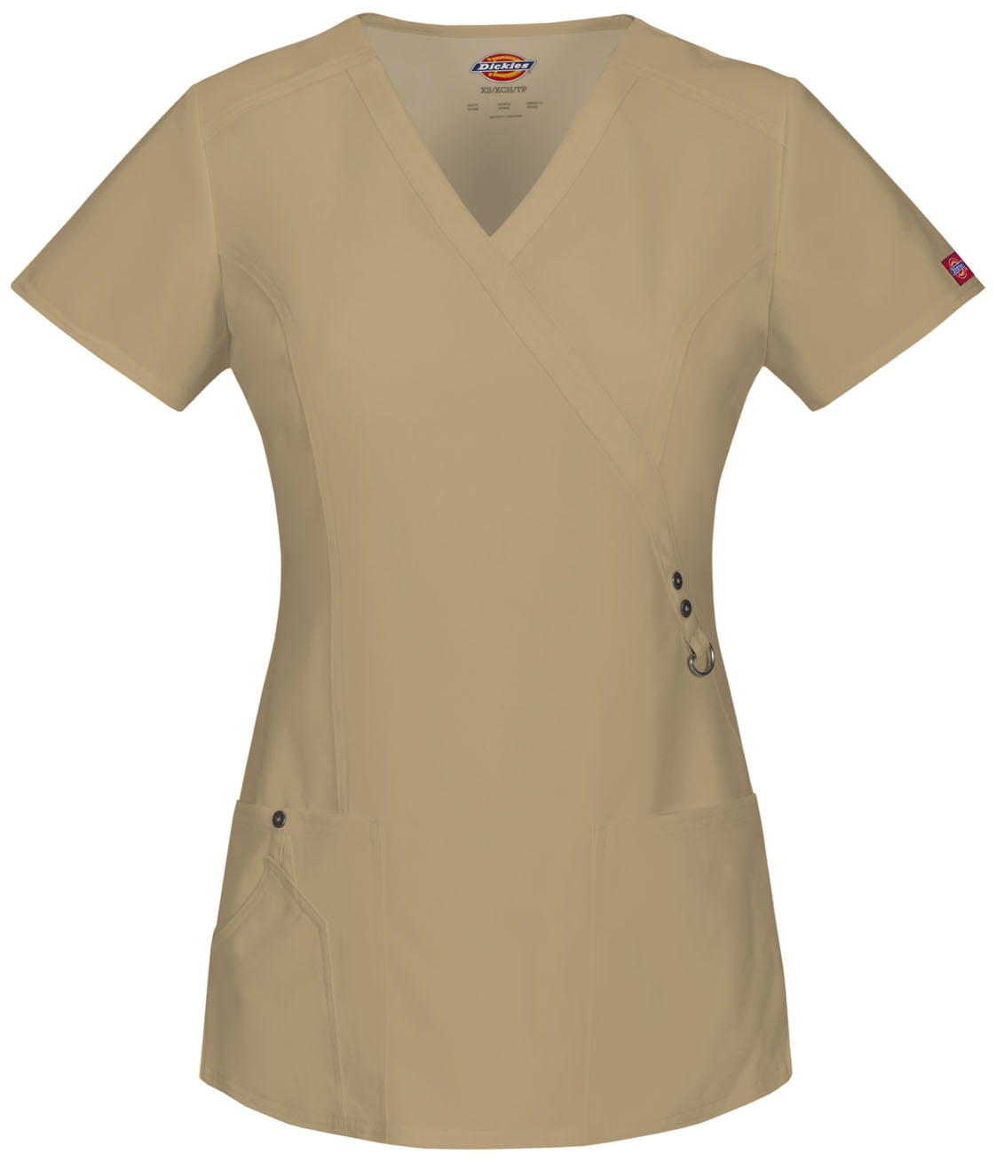 Dickies Xtreme Stretch Medical Scrubs Top for Women Mock Wrap Plus Size 85956, 5XL, Dark Khaki