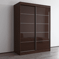 thumbnail image 2 of Aria 2 Door 59" Wide Modern High Gloss Wardrobe Armoire, Wenge, 2 of 5