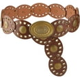 thumbnail image 1 of Cinturón bohemio vintage de 1 metro para mujer, 6 cm de ancho, estilo vaquero, de cuero estilo western, color canela, estilo punk., 1 of 5