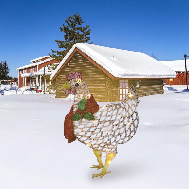 estatua d de de Navidad para los ornamentos de decoración del patio del hogar de de - L Acrílico Baoblaze Pollo de patio