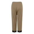 thumbnail image 5 of vigerkar Women's Plus Size Lace Trim Capri Leggings Stretch Crop Leggings Summer Tights Pants Khaki, XXL, 5 of 5