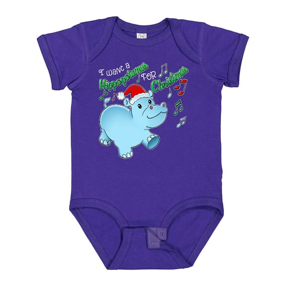 Inktastic I Want a Hippopotamus for Christmas Hippo in Santa Hat Boys or Girls Baby Bodysuit