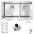 thumbnail image 2 of ANZZI  Elysian 36" Farmhouse Double Bowl Kitchen Sink with Chrome Opus Faucet, 2 of 5