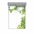 thumbnail image 2 of Ambesonne Tree Fitted Sheet & Pillow Sham Set, Fresh Branch with Leaves, Twin, White Green, 2 of 3