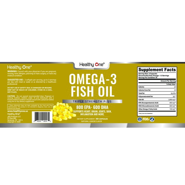 Healthy One Triple Strength Omega 3 Fish Oil 1000mg - Burpless