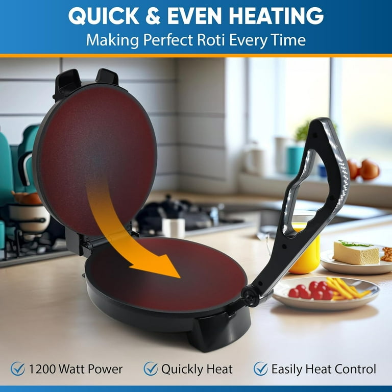 10inch Roti Maker by StarBlue with Free Roti Warmer and Removable Handle The Automatic Stainless Steel Non Stick Electric Machine to Make Indian