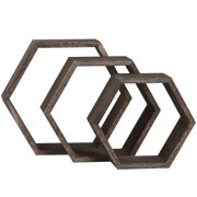 NEX Rustic 3 x 15 Dark Brown Floating Shelf Set of 3