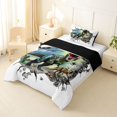 thumbnail image 3 of Feelyou 3D Dinosaur Twin Comforter Sets for Boys Men Kids, Cartoon Wildlife Bedding Set, White Green, Black Reversible, 2 Pieces, 3 of 6