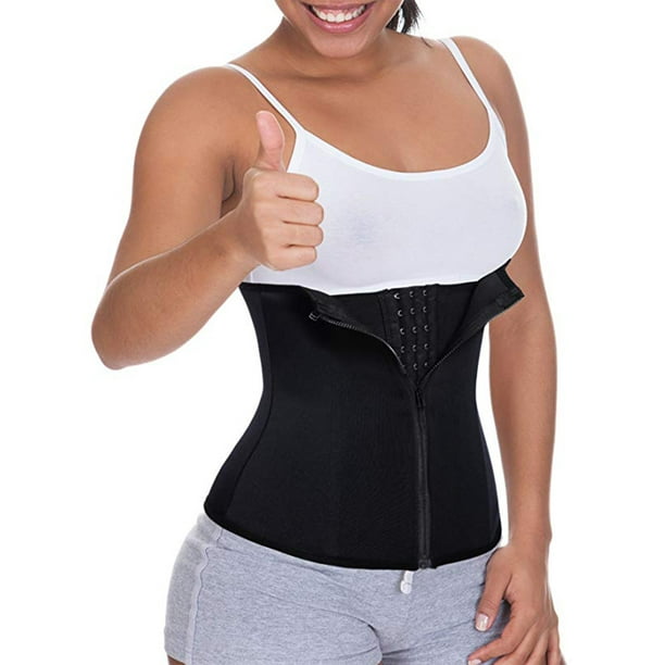 Women Waist Trainer Corset Cincher Zipper Trimmer Slimming Body Shaper Girdle Top Tummy Underwear Shapewear Workout Shirt Walmart Com