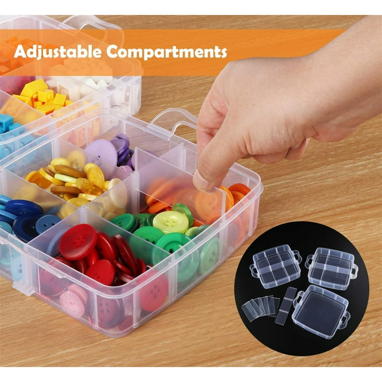 Casewin Stackable Craft Organizer Box, 3-Layer Small Storage Container  Case, with Adjustable Compartments for Beads, Crafts, Jewelry, Fishing  Tackle (6.5*6.5*5.11 inches) 