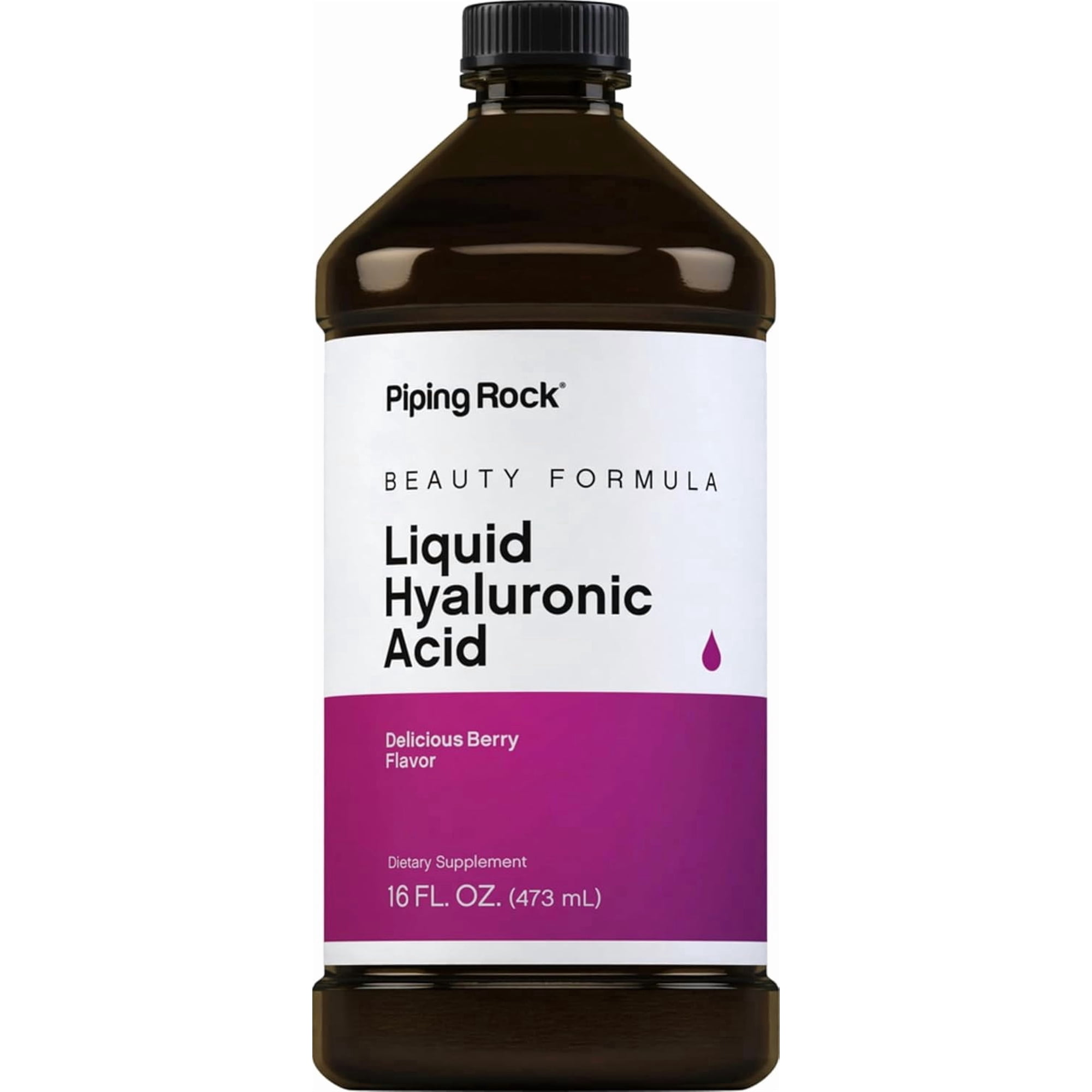 Liquid Hyaluronic Acid Supplement | 100mg | 16 fl oz | Berry Flavor | by Piping Rock