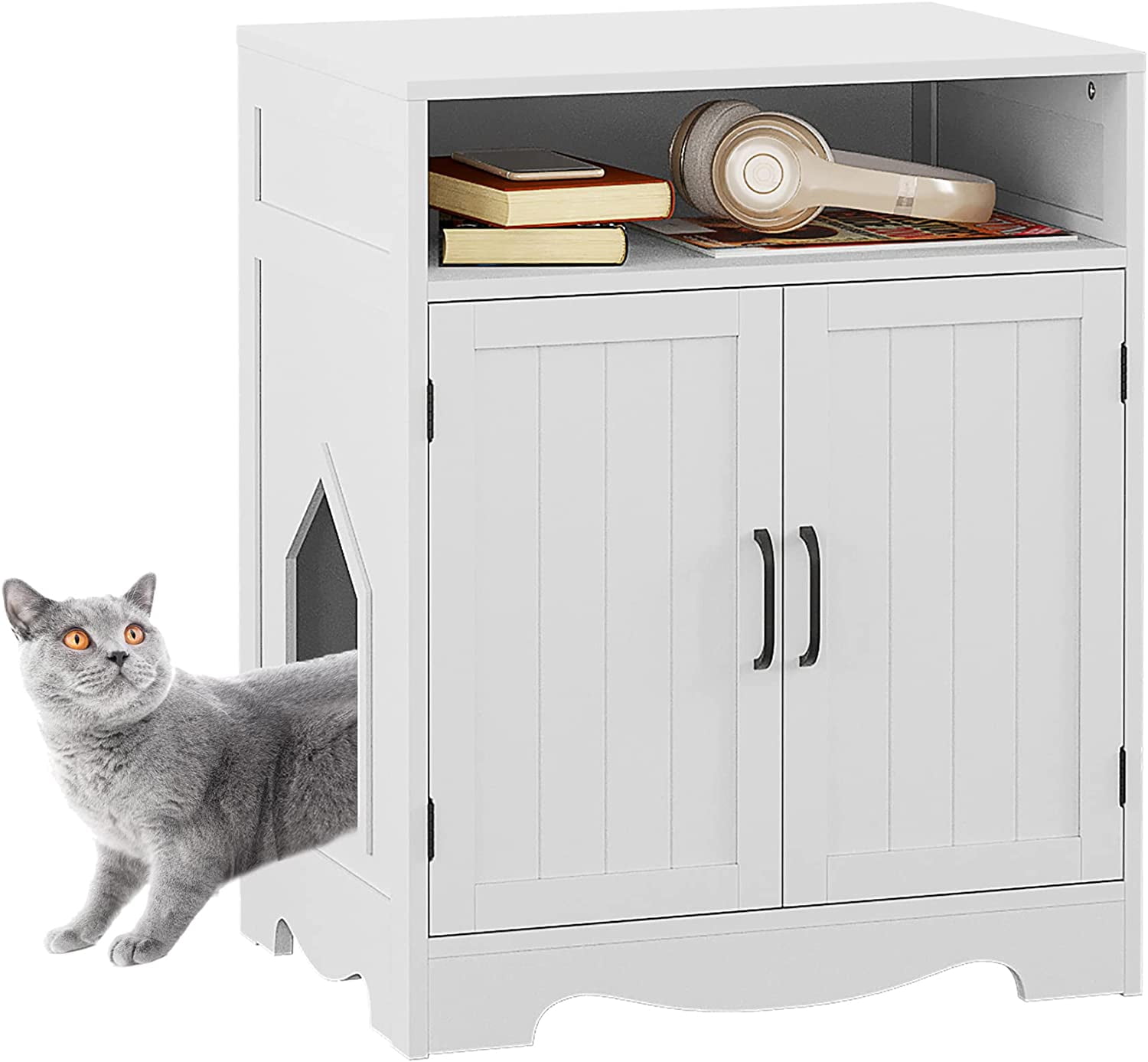 Wooden Cat Litter Box Enclosure Hidden Litter Box Furniture Decorative Cat  House | eBay