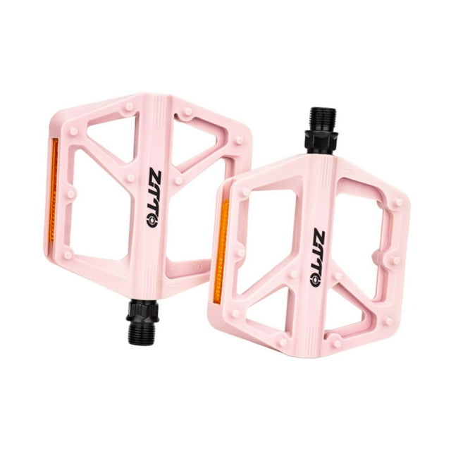 jinwen 2 Pieces Bike Pedals Reliable with Reflector for Folding Bikes Outdoor Adult Light Pink