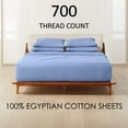 thumbnail image 2 of ABORN 700-Thread-Count, Egyptian Cotton, 6 PC Full Light Blue 10" Deep Pockets Adult Bedsheet, 2 of 8