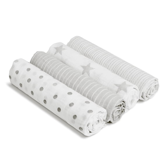 aden   anais Essentials, Cotton Muslin Swaddle Blanket, Dusty, Unisex, Infants, 4-Pack