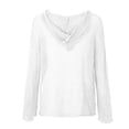 thumbnail image 6 of CFMIURAN Women's Hollow Out Fishnet Knit Hooded Sweater Tops V Neck Long Sleeve Loose Oversized Casual Cover Up Solid Color Lightweight Crochet Pullover Blouses(White, 3XL), 6 of 8