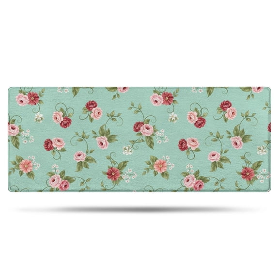 Pioneer Flower Floral Print Pattern Bathroom Rugs Mat, Non Slip Microfiber Bathroom Rug with Rubber Backing, Soft Mats for Bathroom Floor Tub Shower, 24"x60"