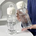 thumbnail image 2 of Transparent Creative Printed Plastic Water Bottle With Bouncing Straw 520-600ML Sports Cup For Outdoor Travel, 2 of 6