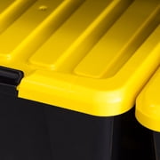 IRIS 45 Qt Black Plastic Stackable Storage Bin with Lid Tote, Plastic Storage Container with Lid, 4-Pack