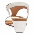 thumbnail image 4 of FSJ Women Open Toe Low Wedge Heels T-Strap Padded Sole Ankle Strap Sandals Casual Dress Summer Beach Shoes Size 6 White Stone, 4 of 4