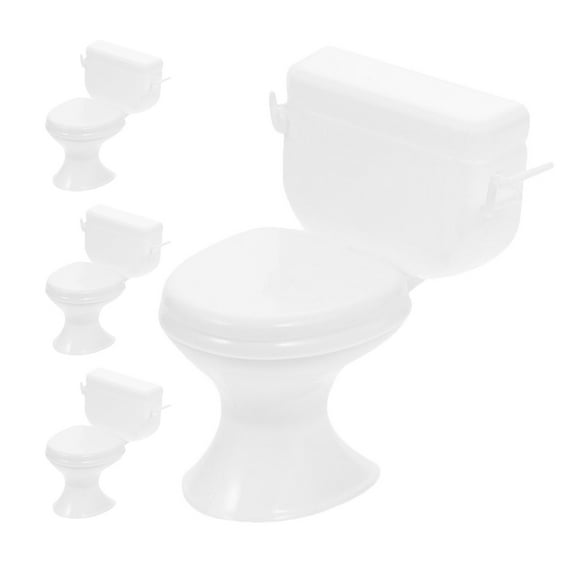 4pcs Toilet Seat Cake Topper Miniature Dollhouse Bathroom Furniture Tiny Toilet Toy for DIY Crafts and Mini Home Decor