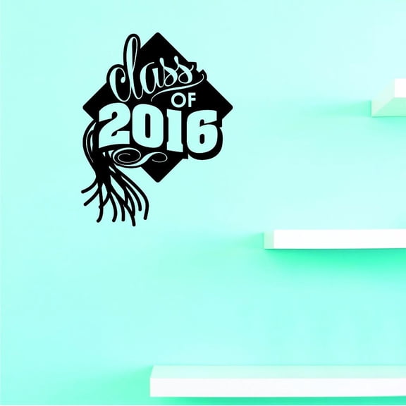 Custom Decals Class Of 2016 Wall Art Size: 14 X 28 Inches Color: Black